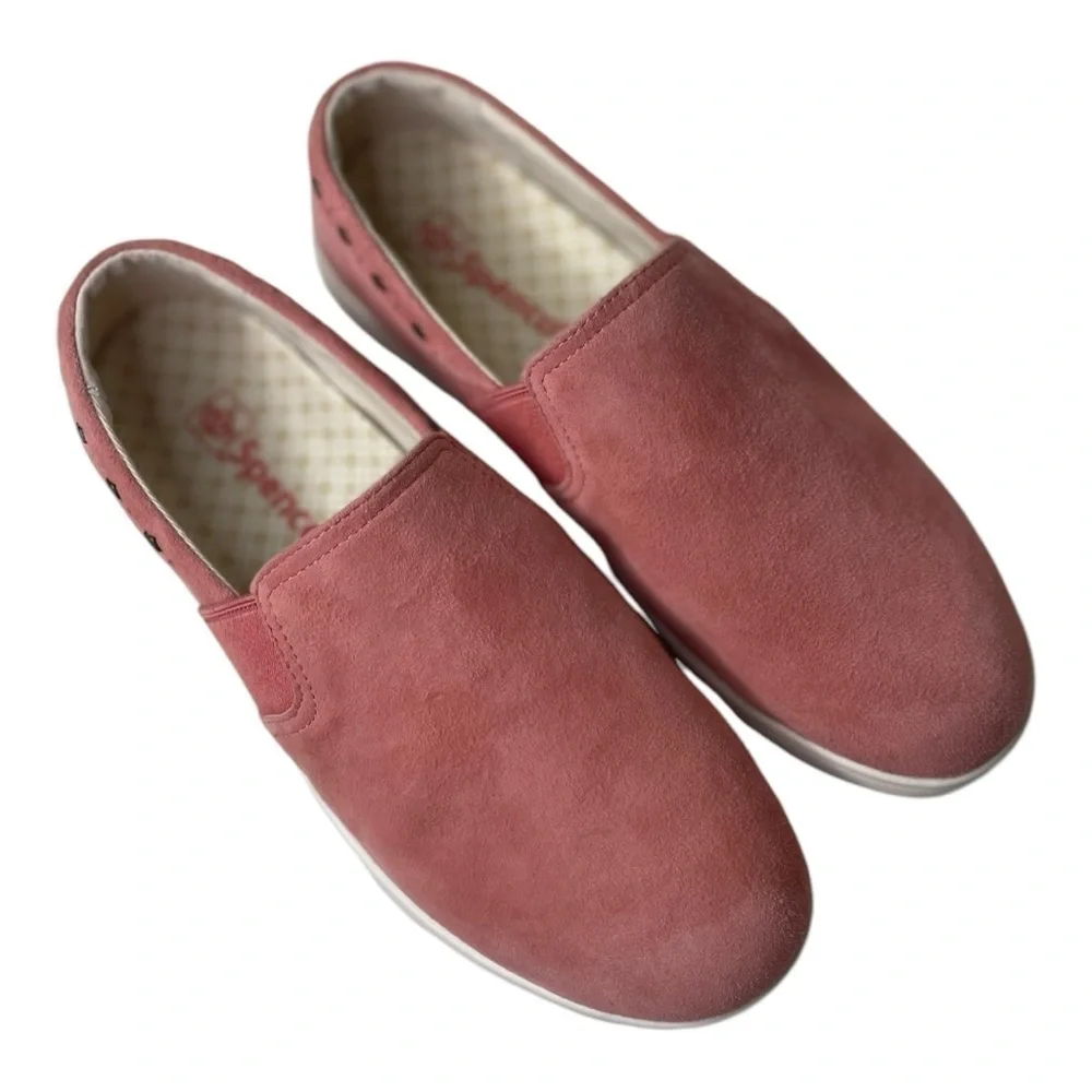 Spenco Women’s Santa Barbara Rivet Pink Leather Slip On Sneakers